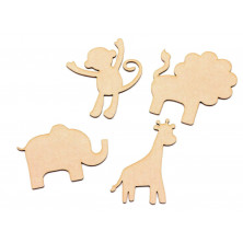 Formas de animales de zoológico de madera, Pack de 4 piezas