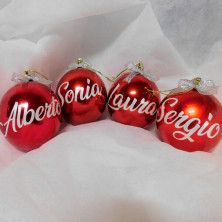 Bola de Navidad Rojas con Letras blancas, personalizada, Nombre, frase, Logo, etc....