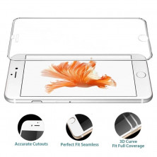 Cristal Templado Completo 3D iPhone 6, iPhone 6S Perfil Silicona Blanco